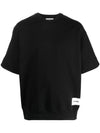 Logo Patch Cotton Short Sleeve T-Shirt Black - JIL SANDER - BALAAN 2