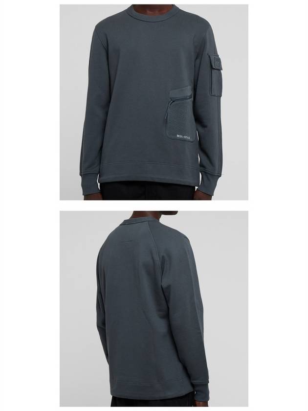 Metropolis Diagonal Fleece Utility Pocket Sweatshirt Charcoal - CP COMPANY - BALAAN.