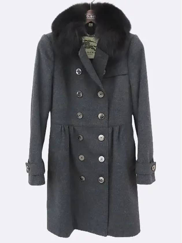 3777469 Gray cashmere blend fox fur coat UK6 - BURBERRY - BALAAN 1