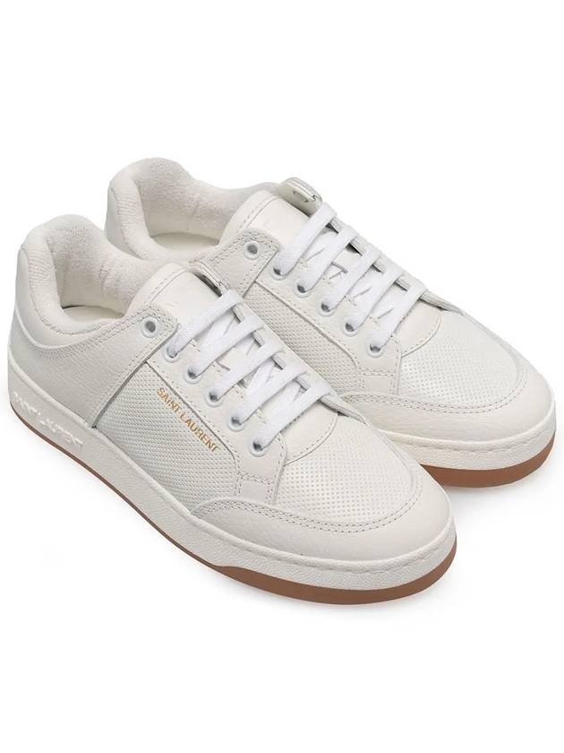 SL 61 Logo Signature Leather Low Top Sneakers White - SAINT LAURENT - BALAAN 3