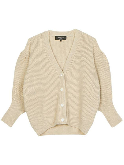 V Neck Wool Cardigan Beige - ROCHAS - BALAAN 2