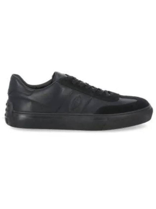 Round Toe Leather Low Top Sneakers Black - TOD'S - BALAAN 2