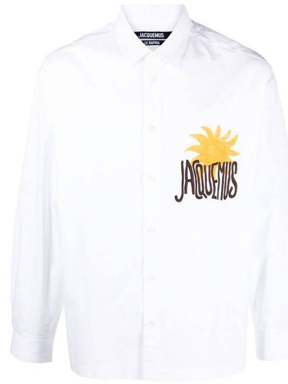 Men's La Chemise Baou Sun Embroidered Logo Long Sleeve Shirt White - JACQUEMUS - BALAAN 2