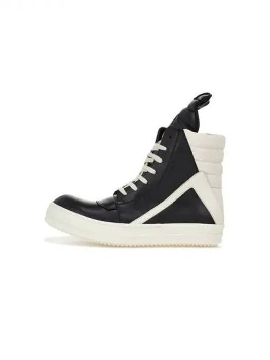 MEN GEOBASKET Leather Zipper Sneakers Black 270270 - RICK OWENS - BALAAN 1