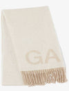 Logo Print Fringe Wool Muffler Beige - GANNI - BALAAN 2