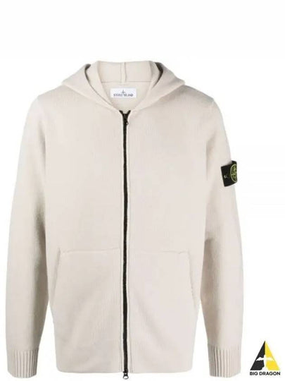 Geelong Wool Hooded Knit Cardigan Beige - STONE ISLAND - BALAAN 2