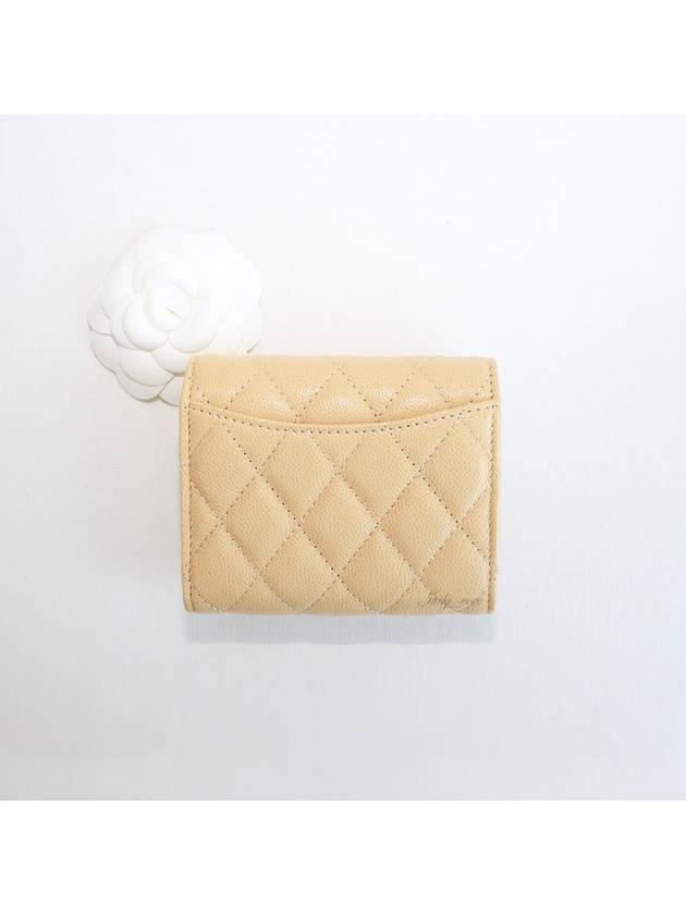 Gold Classic Grained Shiny Calfskin Small Wallet Yellow - CHANEL - BALAAN 4