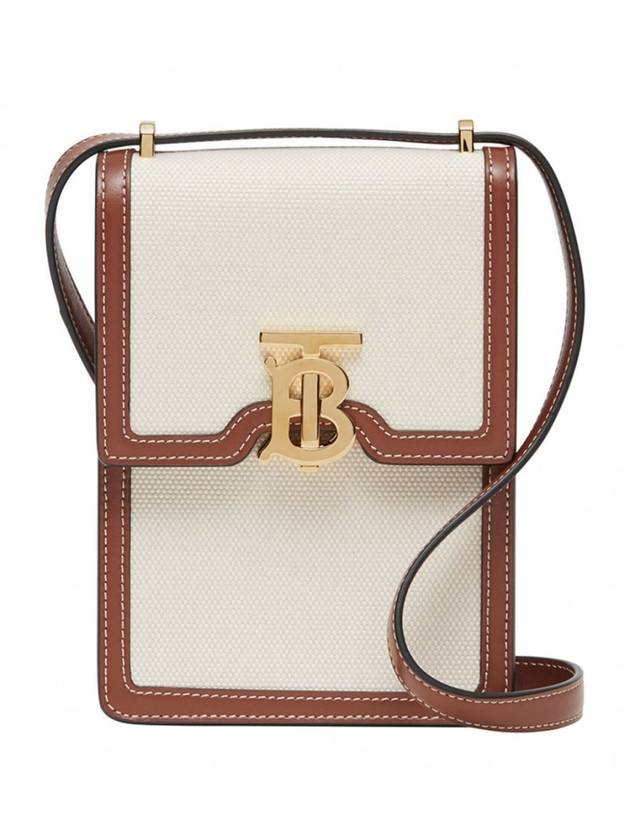 Robin Monogram TB Gold Logo Cotton Leather Cross Bag Ivory Brown - BURBERRY - BALAAN 1