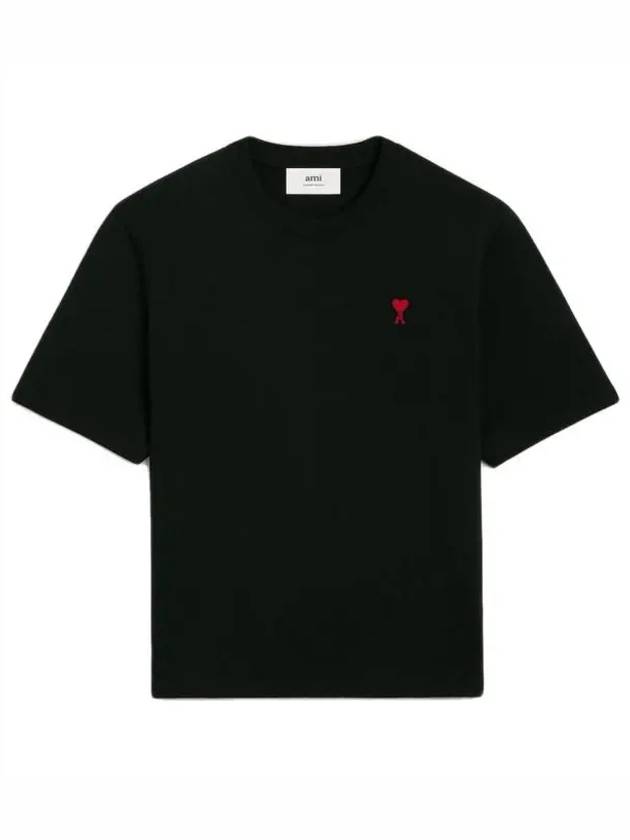 Small Heart Logo Boxy Fit Short Sleeve T-Shirt Black - AMI - BALAAN 3