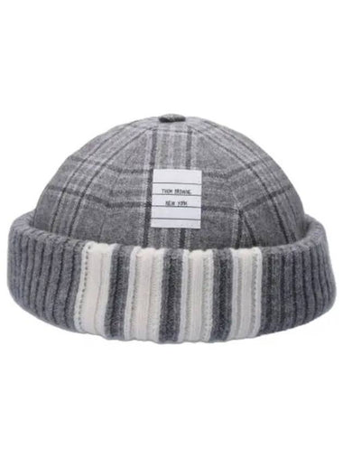 Diagonal striped docker hat medium gray - THOM BROWNE - BALAAN 1