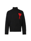 Heart Logo Knit Turtleneck Black - AMI - BALAAN 2