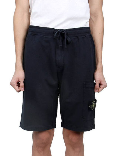 Cotton Fleece Cargo Bermuda Shorts Navy - STONE ISLAND - BALAAN 2