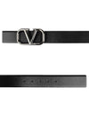 V Logo Signature Leather Belt Black - VALENTINO - BALAAN 2
