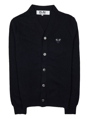 Men's Black Heart Wappen Wool Cardigan P1N024 BLACK - COMME DES GARCONS - BALAAN 1