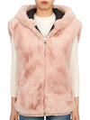 State Bunny Fur Hooded Vest Pink - MOOSE KNUCKLES - BALAAN 3