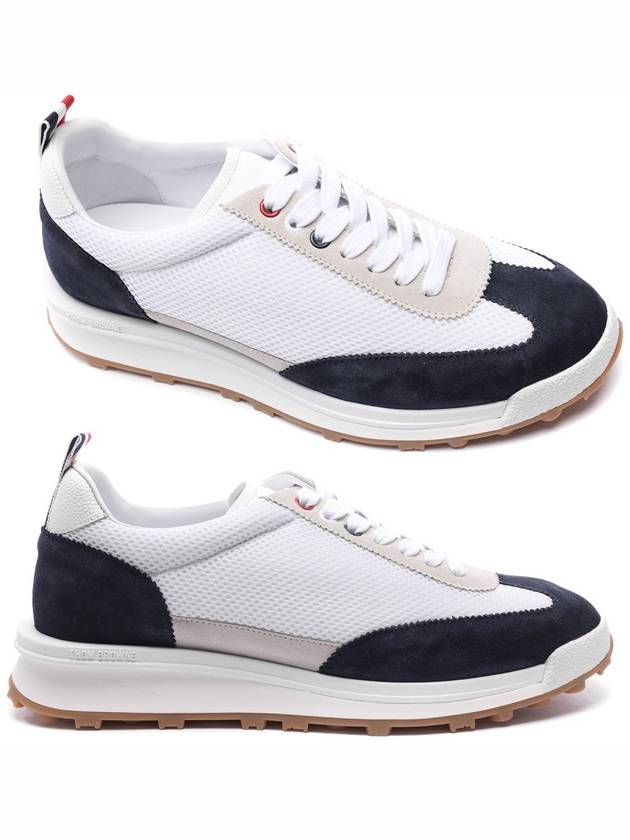 Fine Kid Suede Tech Runner Sneaker Navy - THOM BROWNE - BALAAN 3