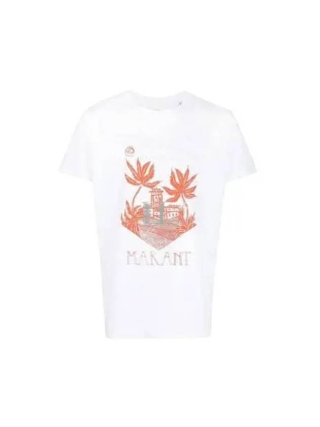 Men's Zafferh Printed Cotton Short Sleeve T-Shirt White - ISABEL MARANT - BALAAN 2