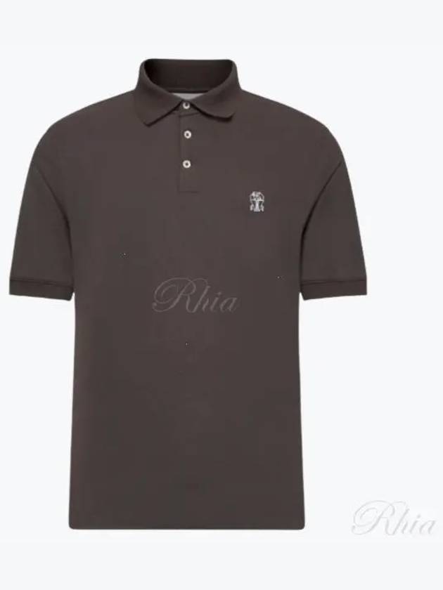 Logo Short Sleeve Polo Shirt Brown - BRUNELLO CUCINELLI - BALAAN 2