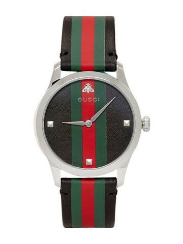 G Timeless 38MM Leather Watch Green Black - GUCCI - BALAAN 1