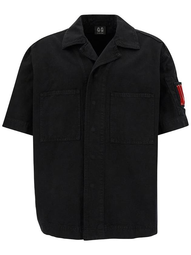 Black Bowling Shirt With Logo Patch In Cotton Denim Man - 44 LABEL GROUP - BALAAN 1