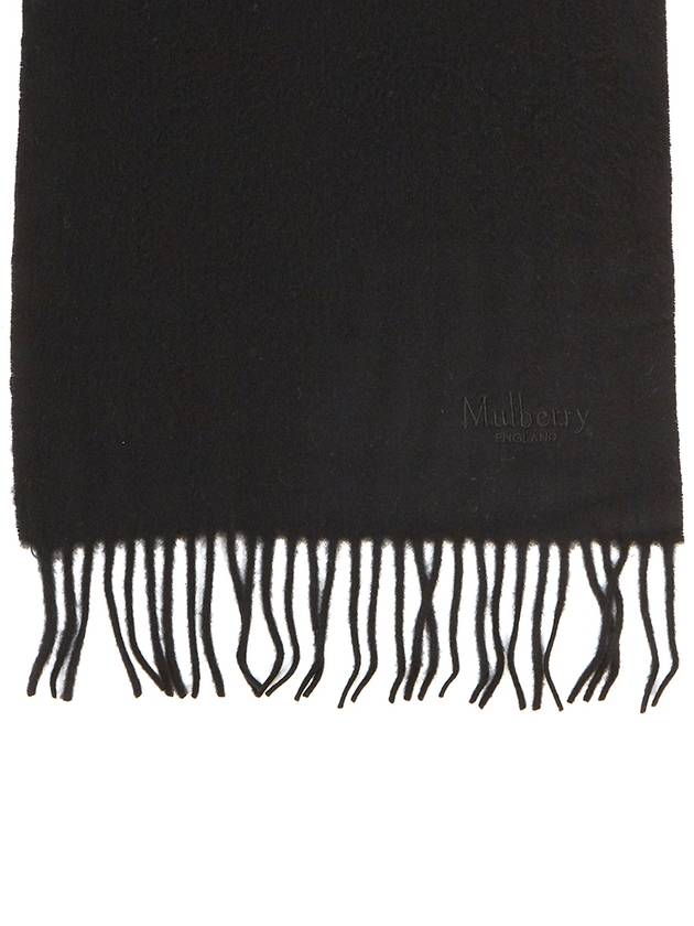 Small Solid Merino Wool Muffler Black - MULBERRY - BALAAN 9