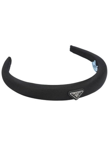 Triangle Logo Re-nylon Headband Black - PRADA - BALAAN 1