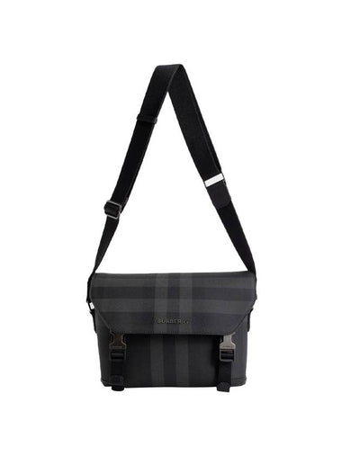 Signature Check Metal Logo Small Messenger Bag Grey Black - BURBERRY - BALAAN 1