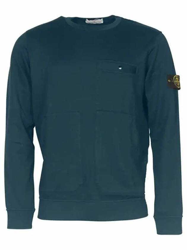 Men's Wappen Patch Pocket Crew Neck Sweatshirt Navy - STONE ISLAND - BALAAN 2