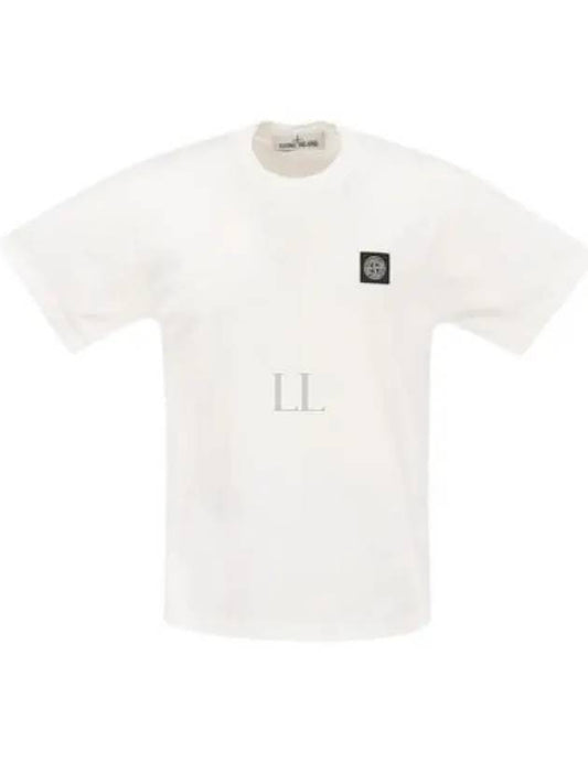 Logo Patch Cotton Short Sleeve T-Shirt White - STONE ISLAND - BALAAN 2