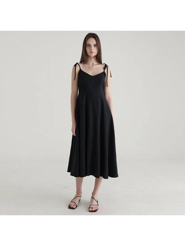 Recycled nylon tie shoulder dress BLACK - STAY WITH ME - BALAAN 1