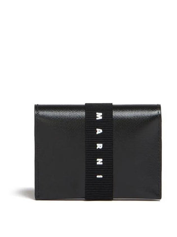 Logo Print Strap Card Wallet Black - MARNI - BALAAN 1