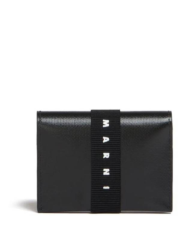 Logo Print Strap Card Wallet Black - MARNI - BALAAN 1