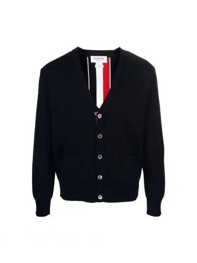 Men's Centerback Stripe Milino Stitch Wool Cardigan Navy - THOM BROWNE - BALAAN 2