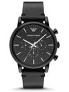 Chronograph 46mm Leather Watch Black - EMPORIO ARMANI - BALAAN 1