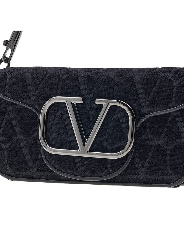 Toile Iconographe V Logo Cotton Shoulder Bag Black - VALENTINO - BALAAN 7