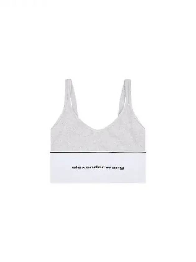 Women s Ribbed Logo Banding Bra Top Melange Gray 270791 - ALEXANDER WANG - BALAAN 1