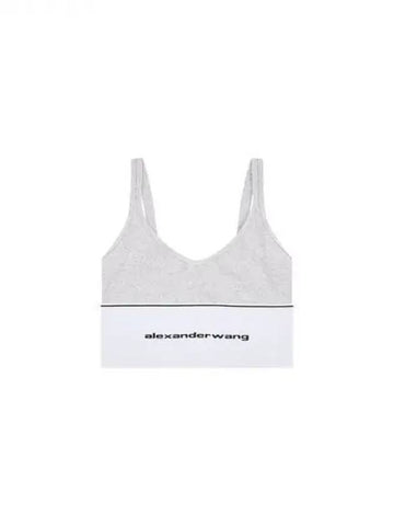 Women s Ribbed Logo Banding Bra Top Melange Gray 270791 - ALEXANDER WANG - BALAAN 1