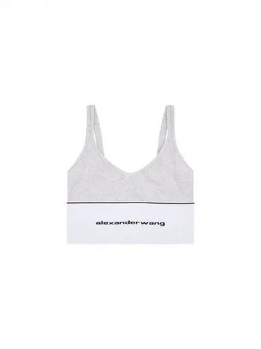 Women s Ribbed Logo Banding Bra Top Melange Gray 270791 - ALEXANDER WANG - BALAAN 1