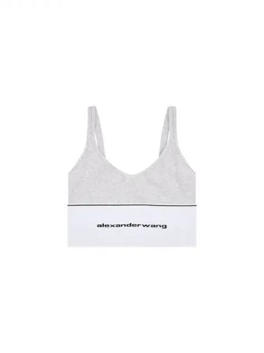 Women's Ribbed Logo Banding Bra Top Melange Gray 270615 - ALEXANDER WANG - BALAAN 1