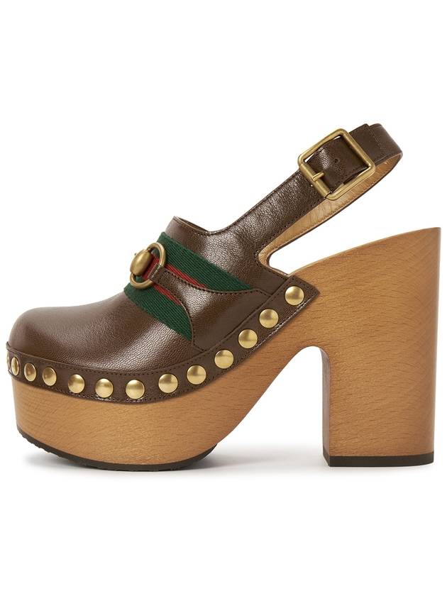 Horsebit Sandals Heel Brown - GUCCI - BALAAN 5