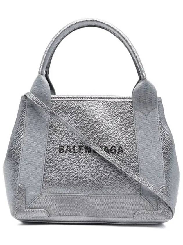 Navy Cabas XS Leather Tote Bag Grey - BALENCIAGA - BALAAN 3