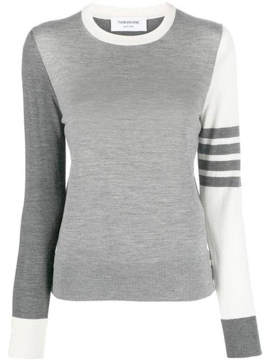 Women's Fun Mix 4 Bar Crew Neck Knit Top Grey - THOM BROWNE - BALAAN 1