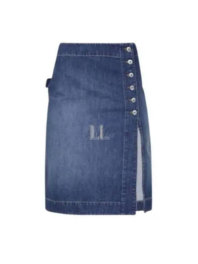 Washed Midi Denim A-Line Skirt Blue - BOTTEGA VENETA - BALAAN 2