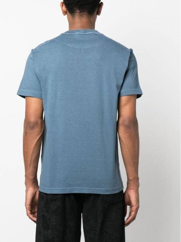 Organic Cotton Short Sleeve T-Shirt Avio Blue - STONE ISLAND - BALAAN 5