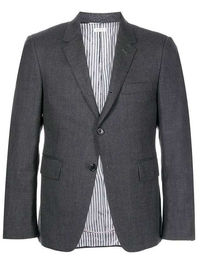 Super 120S Wool Twill Single Breasted Classic Jacket Dark Grey - THOM BROWNE - BALAAN 2