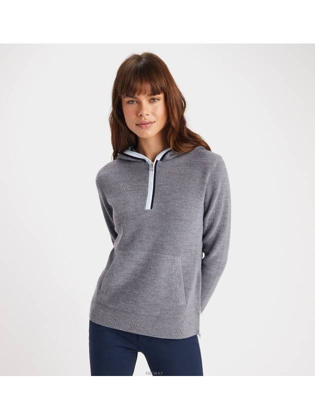 Women'S Waffle Stitch Merino Wool Hoodie Grey - G/FORE - BALAAN 4