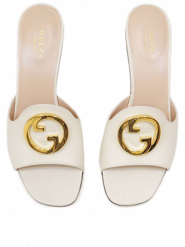 Women's Blondie Leather Heel Slippers Ivory - GUCCI - BALAAN 4