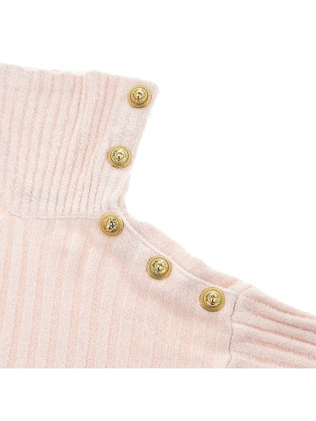 cutout high neck button cropped knit pink - BALMAIN - BALAAN.