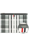 Madras 4 Bar Stripe Clutch Bag Grey - THOM BROWNE - BALAAN 2