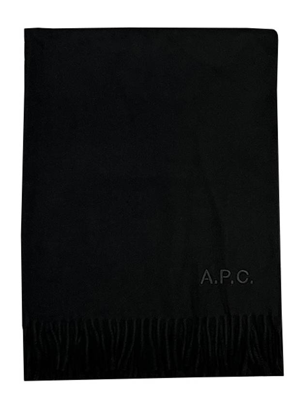 Signature Embroidered Logo Wool Muffler Black - A.P.C. - BALAAN 2